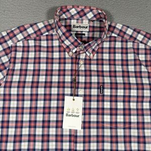 Barbour Shirt Mens XL Red Highland Check Plaid Button Down Casual Preppy NWT
